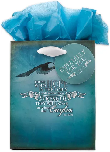 Vista 18 de Christian Art Gifts Bolsa de regalo grande de las Escrituras de Paisaje con tarjeta de felicitación y juego de papel de seda para niños: cada