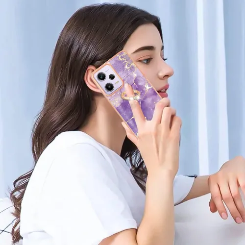 Vista 4 de Funda delgada para Redmi Note 12 Pro 5G, funda para Xiaomi Poco X5 Pro 5G, funda de anillo brillante de moda para niñas, protección de lente