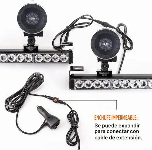 Vista 6 de Barra de luz estroboscópica de emergencia 2 en 1, 21 patrones de flash, amarillo/blanco, de prevención de tráfico, de advertencia, para parabrisas