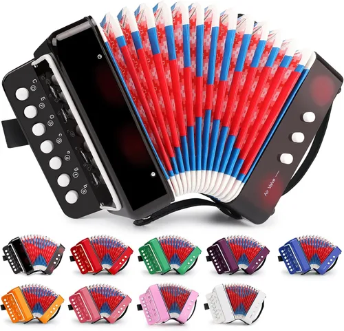 Vista 10 de Acordeón para niños, control de 10 teclas, mini acordeón de juguete, regalos fáciles de jugar
