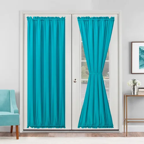 Vista 99 de Cortinas para puerta francesa, color aguamarina, 24 pulgadas de ancho x 40 pulgadas de largo, 1 panel Bolsillo para barra, semitransparente