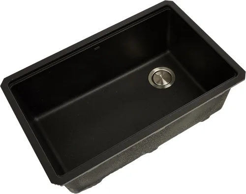 Vista 4 de KRAUS Bellucci Fregadero de cocina de granito con estación de trabajo empotrado de 30 pulgadas en negro metálico con accesorios, KGUW2-30MBL