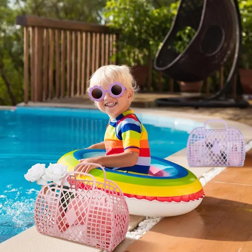 Vista 7 de Sweetude 6 juegos de bolsas de gelatina con lentes de sol de flores para niñas y mujeres, 6 bolsas de gelatina de plástico, bolsa de gelatina, cesta