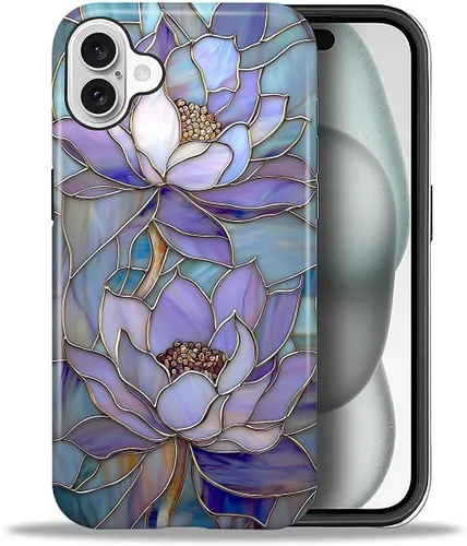 Vista 160 de ZHEGAILIAN Funda para iPhone 11, carcasa dura a prueba de golpes + silicona suave 2 en 1 híbrida, parachoques a prueba de caídas - Vidrio manchado