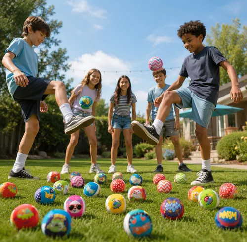 Vista 3 de Fun Express Hacky - Bolas de saco de kickball, surtido a granel de 96 mini bolas, perfectas para jugar en interiores o exteriores, recuerdos