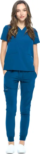 Vista 22 de Dagacci Medical Uniform® Women's V-Neck Jogger Scrubs Negro