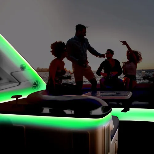 Vista 6 de Luces de barco de 25 pies para pesca nocturna, tira de luces LED marinas de 12 V, impermeable, luz interior para pontón, kayak, barcos Jon, lanchas