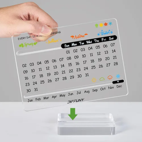 Vista 6 de Calendario de escritorio acrílico perpetuo – Bonita decoración moderna de oficina y regalos de oficina para compañeros de trabajo, mujeres y hombres