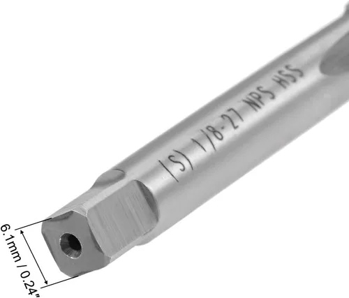 Vista 4 de uxcell Macho de la máquina, 1/8-27 NPS Pipe Tap 3 flautas rectas de acero de alta velocidad roscado roscado herramienta de roscado