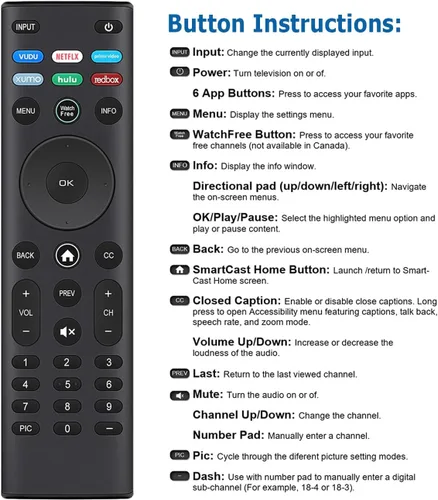 Vista 7 de Mando a distancia universal para todos los televisores inteligentes LED LCD HD 4K UHD HDR Smartcast 3D, repuesto para Vizio All Smart TV Remote