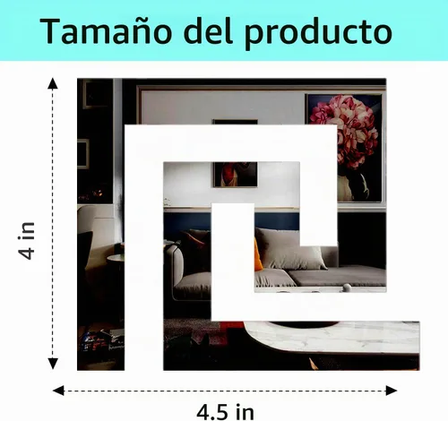 Vista 6 de Juego de calcomanías de pared acrílicas para bricolaje, calcomanías de pared de espejo para sala de estar, dormitorio (llave griega negra)