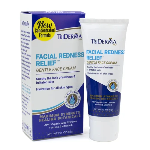 Vista 10 de TriDerma Paquete de alivio del enrojecimiento facial, limpiador facial suave más crema facial hidratante, tratamiento calmante diario