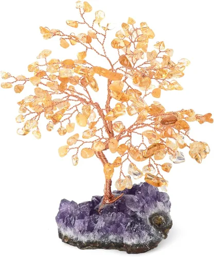 Vista 12 de Árbol de la Vida de Cristal de Gemas de Chakra Hecho a Mano, Amatista Natural con Base de Racimo de Amatista, Decoración Feng Shui Bonsái Árbol