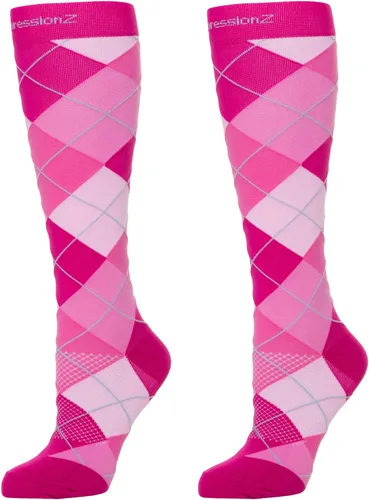 Vista 7 de CompressionZ 30-40 mmHg Knee High Compression Socks, Men & Women Argyle Negro: Paquete de 2