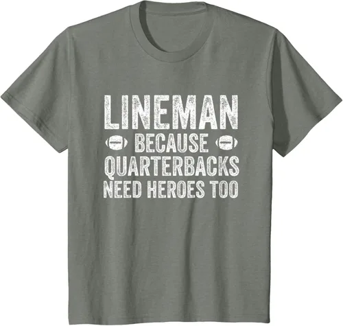 Vista 97 de Lineman Because Quarterbacks Need Heroes Camiseta de fútbol linieros S Negro
