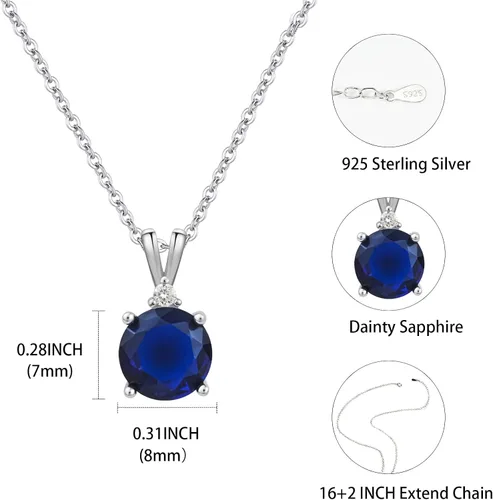 Vista 4 de 8mm Round Cubic Zirconia Sterling Silver Necklace Dainty Necklace Birthstone Jewelry Pendant Necklaces for Women