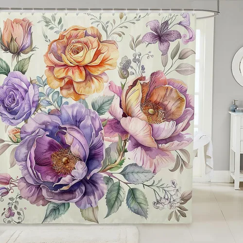 Vista 22 de Homewish Cortina de ducha de sirena azul con diseño de princesa sirena, juego de cortina de ducha para niños y adultos, cortina de baño subacuática