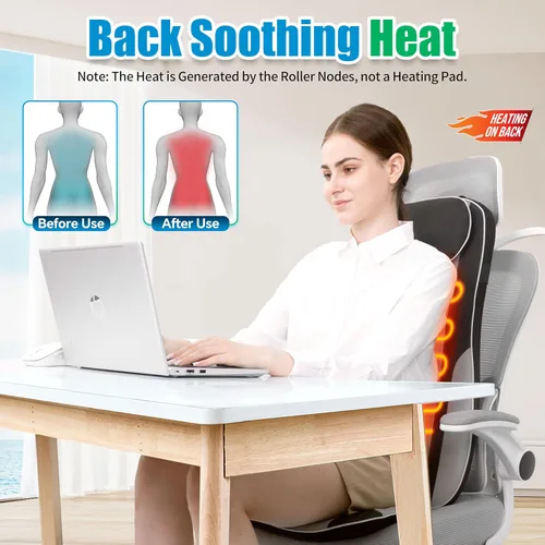 Vista 3 de Shiatsu Back Massager with Heat, Massager Chair Pad for Pain Relief Deep Tissue with Smart Timer, Kneading Seat Cushion Vibration for Office, Home