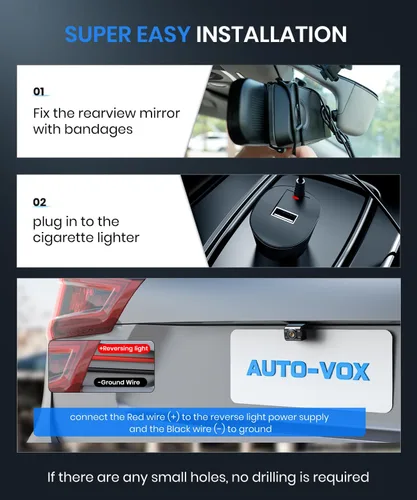 Vista 2 de Auto-Vox Cámara de respaldo de espejo retrovisor: Cámara de respaldo inalámbrica OEM HD de 4.3 '' con sistema de visualización inteligente