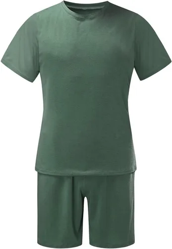 Vista 5 de Men's 2 Piece Short Set Trendy Plain Short Sleeve Tshirts and Elastic Shorts Sport Suit Workout Casual Tracksuits