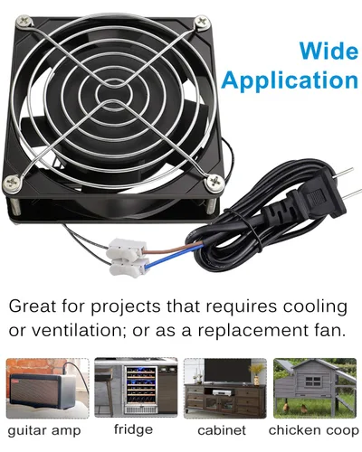 Vista 6 de GDSTIME Ventilador Axial de 90mm, 110V 120V CA, 92 mm x 92 mm x 25 mm, de rodamiento de bolas doble con cable de alimentación para proyectos