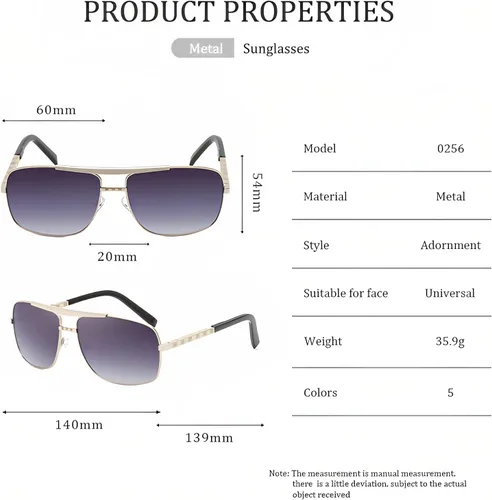 Vista 6 de Andrew Tate - Gafas de sol para hombre, de alta calidad, clásicas, polarizadas, cuadradas, estilo aviador, marco de metal duradero, 100% protección
