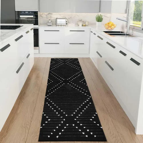 Vista 20 de LIVEBOX Alfombra de baño bohemia negra de 2x3 pies, alfombra de baño lavable, pequeñas alfombras tejidas de algodón, alfombra de área marroquí