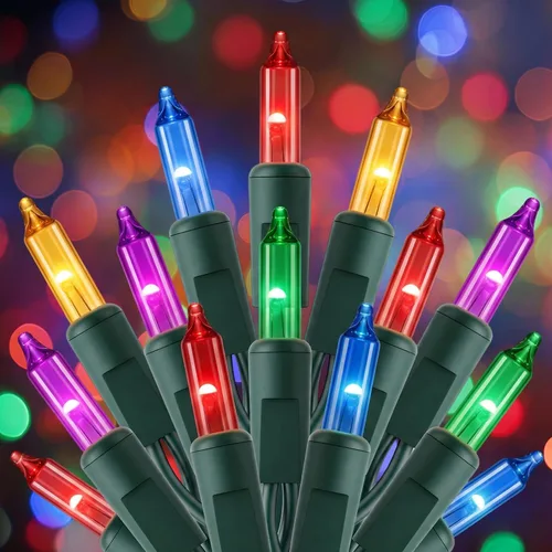 Vista 12 de Minetom Luces LED de Navidad, 20 pies, 100 luces navideñas 2-Alambre blanco y verde puro