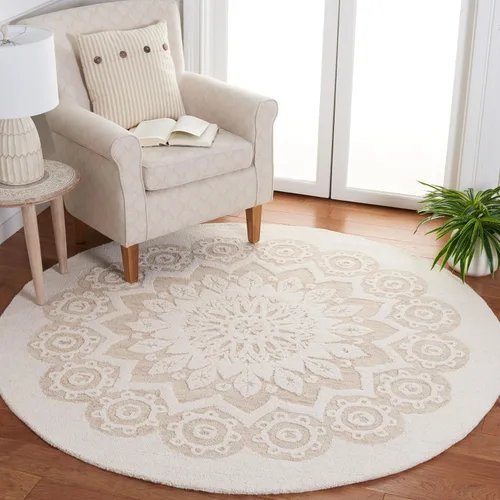 Vista 19 de SAFAVIEH Blossom Collection - Alfombra decorativa, 2 x 3 pies, color marfil y beige, lana hecha a mano, ideal para zonas de alto tráfico en entrada