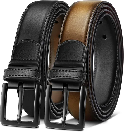 Vista 11 de BULLIANT Cinturón de cuero reversible para hombre, recortable, 1.25 Negro/Café Antiguo1033