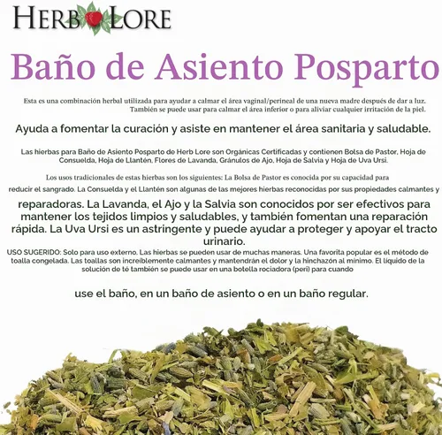 Vista 5 de Herb Lore Baño posparto orgánico de Sitz remojado, cuidado herbario después del nacimiento para la curación perineal