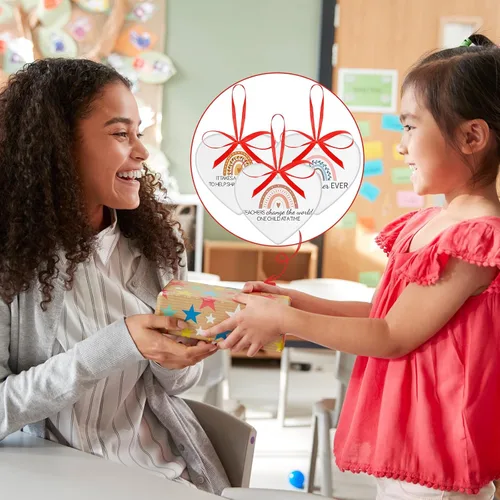 Vista 6 de Sliner 12 piezas de regalo de agradecimiento para profesores, el mejor regalo para profesores para mujeres, adorno de corazón de cerámica