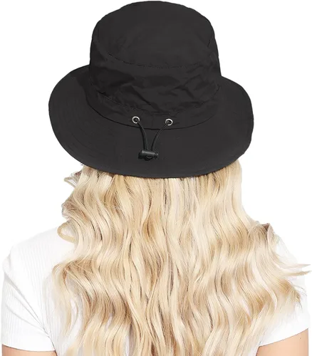 Vista 3 de Packable Bucket Hat for Women Waterproof UV Protection Sun Hat Negro