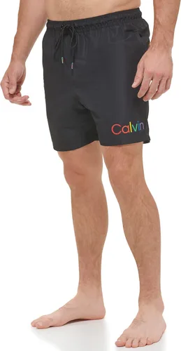Vista 2 de Calvin Klein Traje de baño sólido con cordón de secado rápido con protección UV estándar para hombre