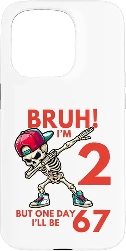 Vista 14 de Bruh I'm 2 But One-Day I'll Be 67 Retro 2nd Birthday Kids Case for iPhone XR