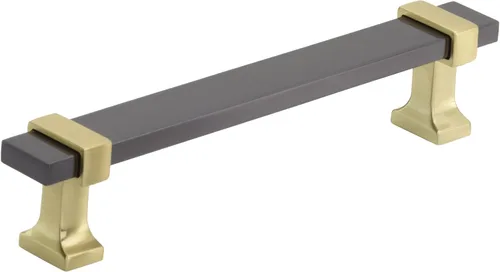 Vista 14 de Amerock Mango de gabinete Cromo negro/Oro cepillado 3-3/4 pulgadas (96 mm) de centro a centro Overton paquete de 1 unidad Jaladera