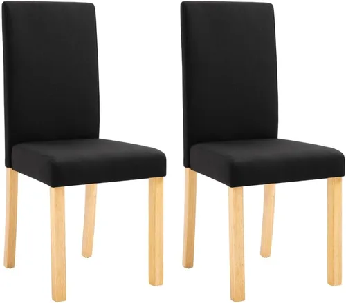 Vista 3 de 2-Pack Black Fabric Dining Chairs with Rubber Wood Frame, Modern Farmhouse Accent Chairs for Kitchen Dining Room, Comfortable Upholstered Seats