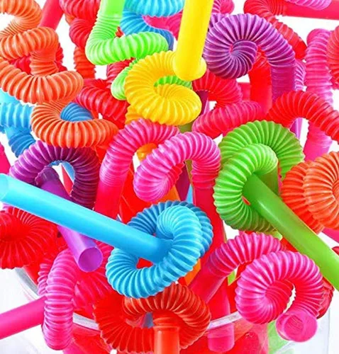 Vista 3 de Perfect Stix Flexible, Bendy Straws Unwrapped Neon Surtido (paquete de 100)