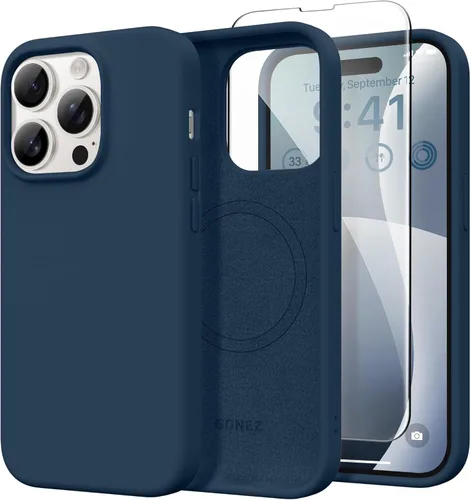 Vista 98 de GONEZ Funda magnética para iPhone 14, compatible con Magsafe, con protector de pantalla + protector de cámara, forro de microfibra antiarañazos