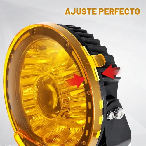 Vista 6 de Auxbeam Cubierta de luz todoterreno de 7 pulgadas, cubiertas protectoras redondas ámbar, lente de policarbonato de plástico amarillo para conducción