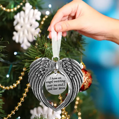 Vista 4 de Adorno conmemorativo de Navidad, Una parte de mi corazón está en el cielo, colgante para árbol de Navidad, regalos conmemorativos por pérdida