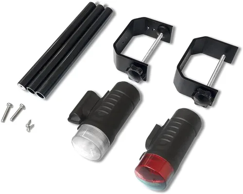 Vista 5 de Luz de navegación portátil con batería para embarcación - Proa y popa para pontón y embarcación pequeña (negro) 200 Hours+ LED navigation lights