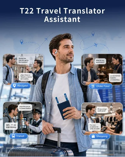Vista 9 de Auriculares de traducción AI en tiempo real, 141 idiomas Auriculares Oro rosa