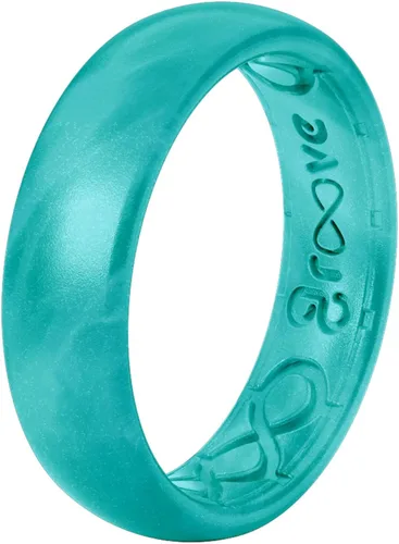 Vista 6 de Groove Life Anillo de boda de goma transpirable para mujer, diseño único, anillo de ajuste cómodo