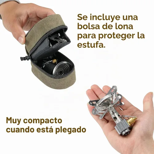 Vista 7 de CAMPINGMOON Estufa de bote compacta plegable con micro regulador 4Flex sin encendedor XD-2-NE