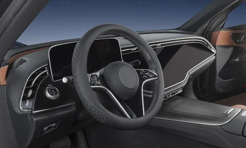 Vista 2 de Funda de cuero para volante compatible con Hyundai Palisade Elantra Santa Fe Tucson Sonata Santa Cruz Kona Accent Ioniq Venue Genesis Hybrid N Line