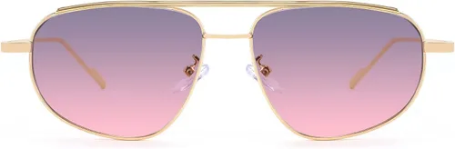 Vista 4 de FEISEDY Gafas de sol estilo aviador retro de moda para mujeres y hombres, de los años 90, pequeñas gafas vintage con estilo de metal dorado ovaladas