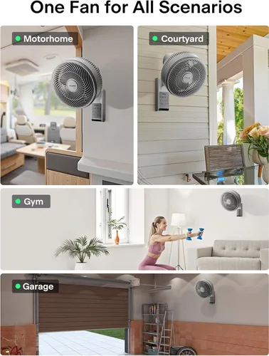 Vista 7 de PELONIS Ventilador oscilante de pared para interiores de 12 pulgadas con Gris