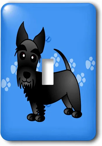Vista 3 de 3dRose LSP _ _ _ _ _ _ _ _ _ _ 40870 _ _ _ _ _ _ _ _ _ _ 6 Cute Negro Scottie dibujos animados perro azul con cubierta de Pawprints Interruptor