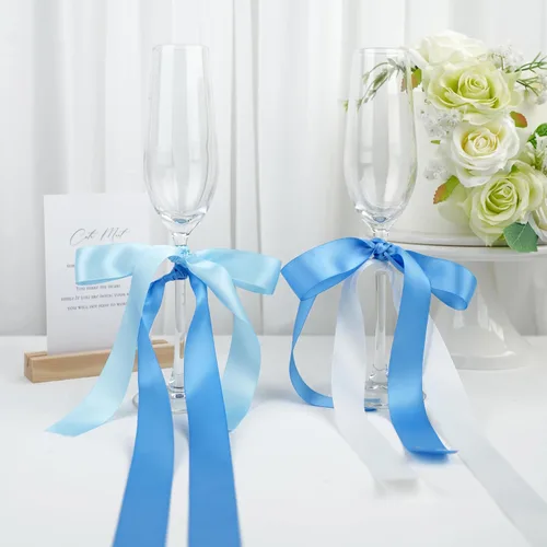 Vista 6 de MAYREEL Cinta de satén azul de 1 pulgada, color azul claro para envolver regalos, bodas, despedidas de soltera, decoraciones de fiesta, 5 rollos